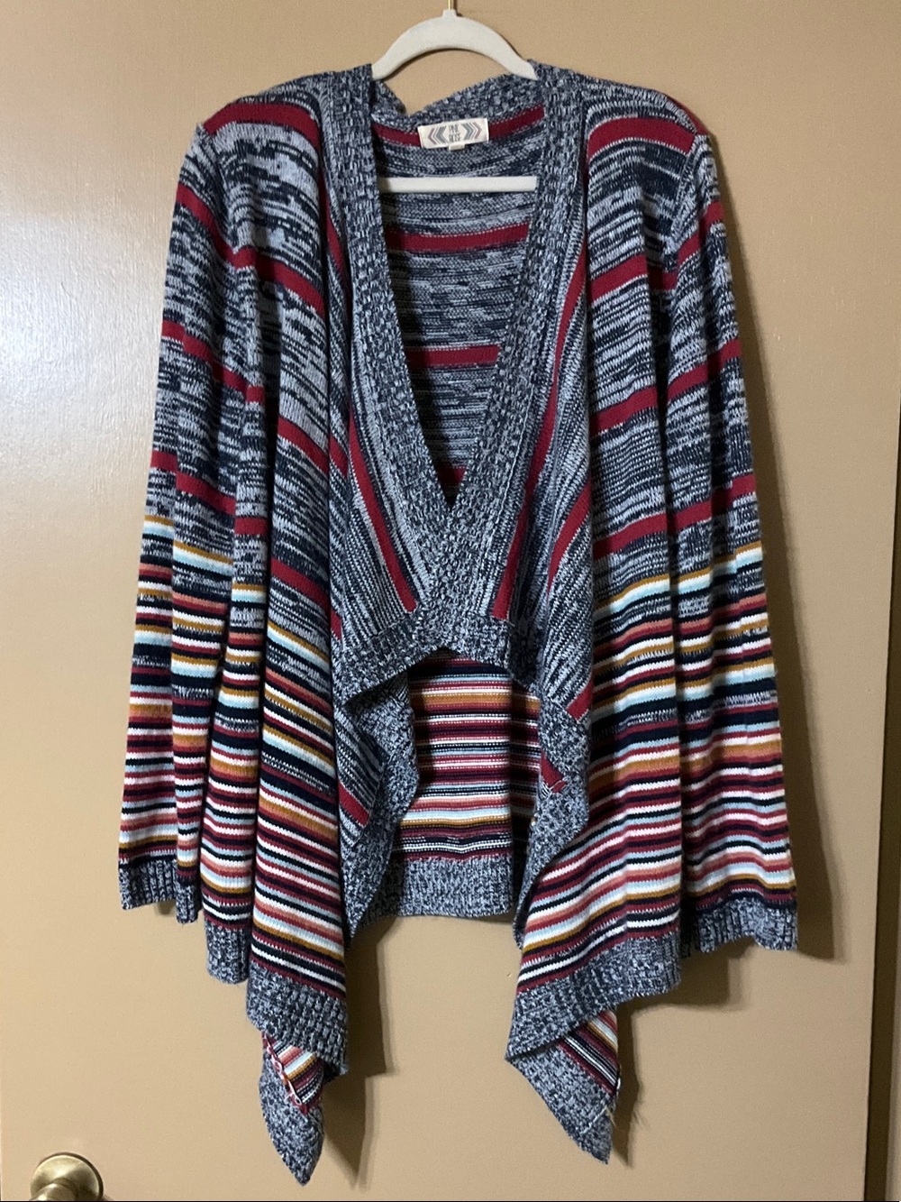 Pink Rose Striped Open-Front Cardigan in Multicolor